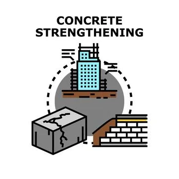 Concrete strengthening process for structural improvement work 库存插图