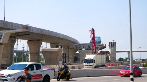 Concrete Structure Outdoor. Bridge Construction Stock Footage 262143143