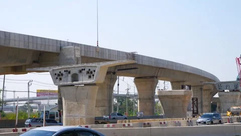 Concrete Structure Outdoor. Bridge Construction Stock Footage 262143334