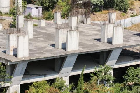 Concrete structure with reinforcement. Stock Photos