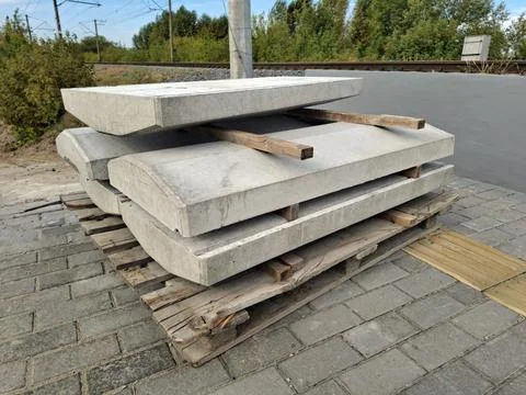 Concrete structures at project site near railraod Stock Photos