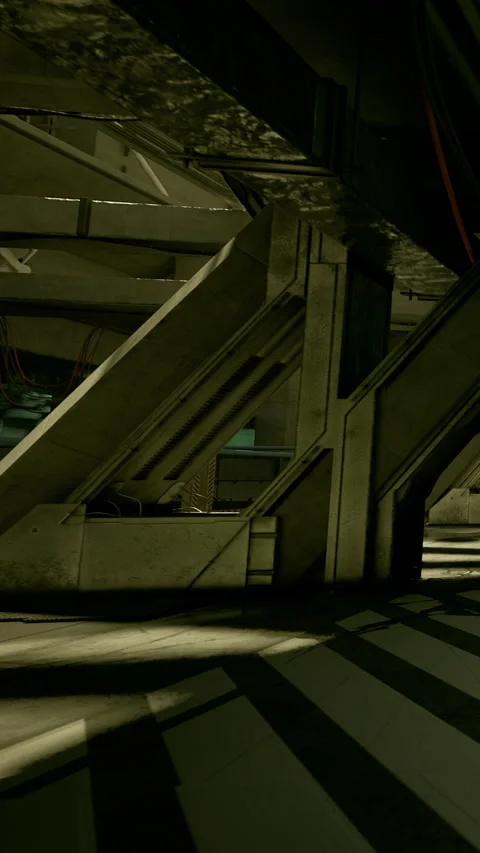 Concrete structures under a large overpass during late afternoon Stock Footage 339957649