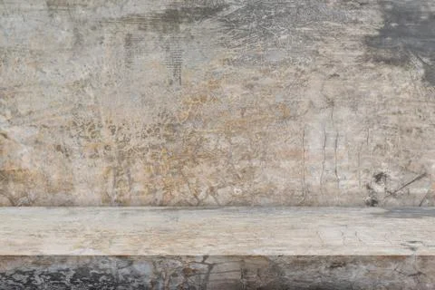 Concrete table perspective studio background. Empty countertop backdrop for b Stock Photos
