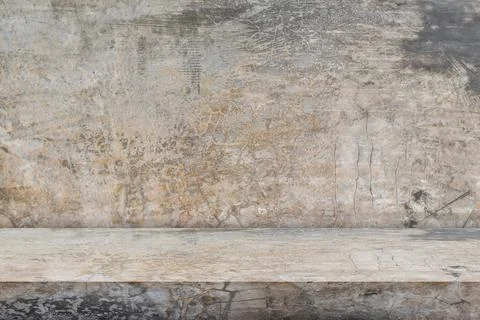 Concrete table perspective studio background. Empty countertop backdrop for b Stock Photos