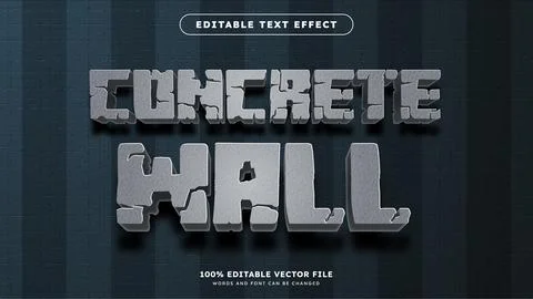 Concrete Text Effect with stone texture effect and Wall Background Illustrazione stock