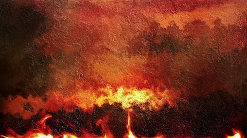 Concrete Texture And Flames 库存影片 96027505