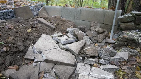 Concrete tile thrown and smashed Stock Footage 158979945