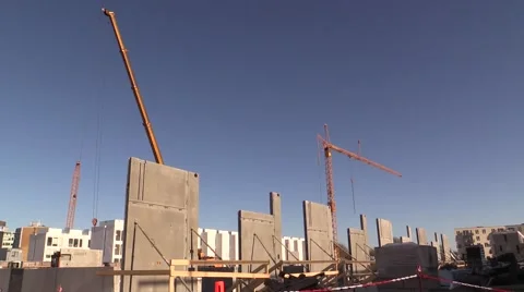 Concrete tilt-up building elements at construction site Video stock 48299735