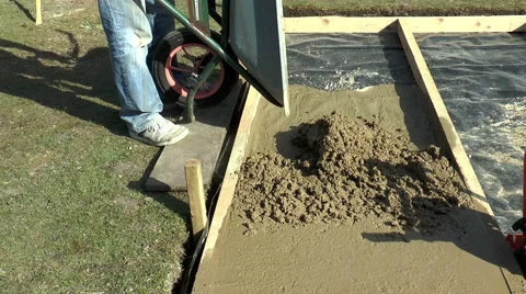 Concrete tipping into foundations bay. Stock-Footage 47689898