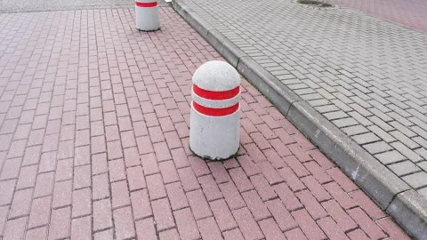 Concrete traffic bollards Stock Footage 331666340