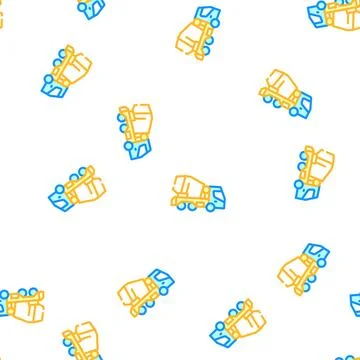 Concrete truck vector seamless pattern Stock Illustration