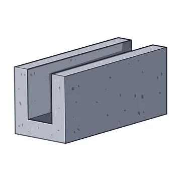 Concrete u block construction material for building foundations Stock Illustration