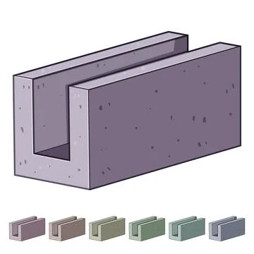 Concrete u block construction material for building foundations Stock Illustration