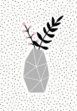 Concrete Vase with Branches Illustrazione stock