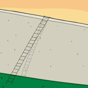 Concrete wall and ladder Stock Illustration