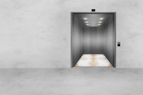 Concrete wall and open elevator door Stock Illustration