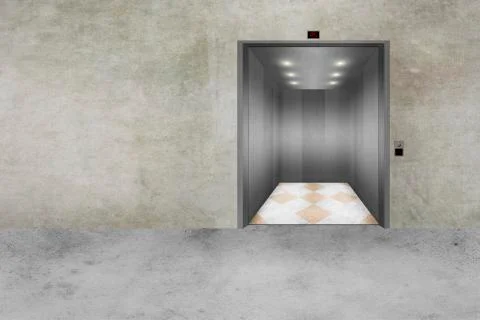 Concrete wall and open elevator door Stock Illustration
