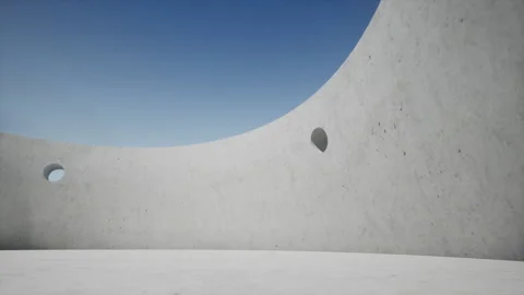 Concrete wall, architecture concept 3d animation. Stock Footage 194790917