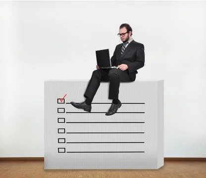 Concrete wall with check box Foto stock