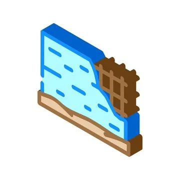 Concrete wall construction isometric icon vector illustration Stock Illustration
