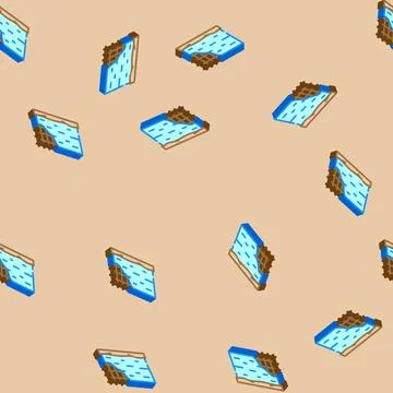 Concrete wall construction isometric icon seamless pattern Stock Illustration