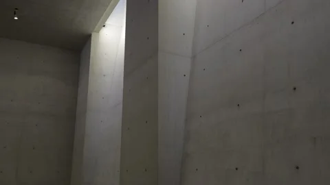 Concrete wall construction in minimalistic style architecture. Stock Footage 201858670