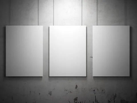Concrete wall with empty frames Ilustración de archivo