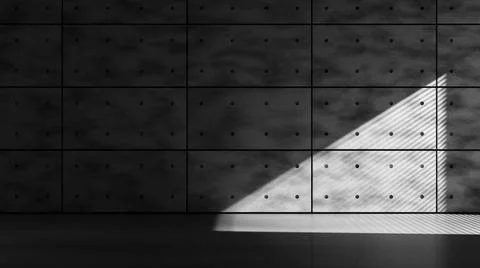 Concrete wall in empty loft with sunlight goes through window blind Illustrazione stock