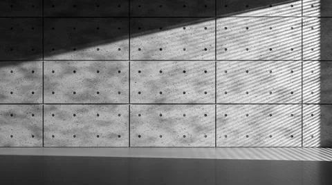 Concrete wall in empty loft with sunlight goes through window blind Stock Illustration
