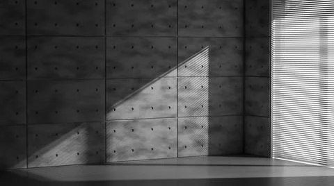 Concrete wall in empty loft with sunlight goes through window blind Stock Illustration