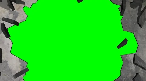 Concrete wall explodes (3d animation chroma key) Stock Footage 9801752