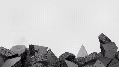 Concrete wall explosion. Falling concrete debris. Cracks in the cement wall. Stock Footage 330119640