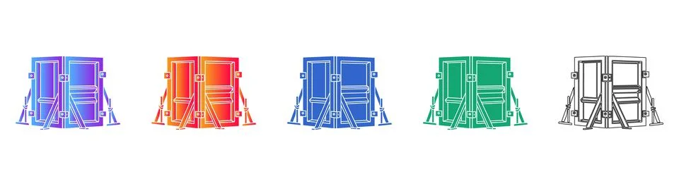 Concrete Wall Formwork System Icons Stock Illustration