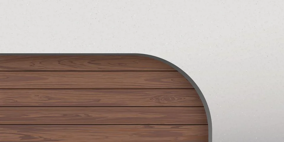 Concrete wall frame with cut timber panels mocha tone behind graphic illust.. Stock-Illustration