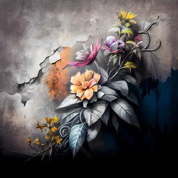 Concrete wall with graffiti surface abstract background. Illustration