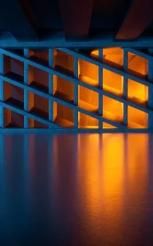 Concrete wall with grid shape, 3d rendering. Illustrazione stock