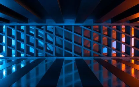 Concrete wall with grid shape, 3d rendering. Stock Illustration