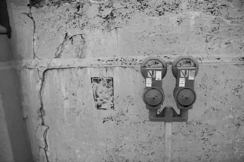 Concrete wall with meter Stock Photos