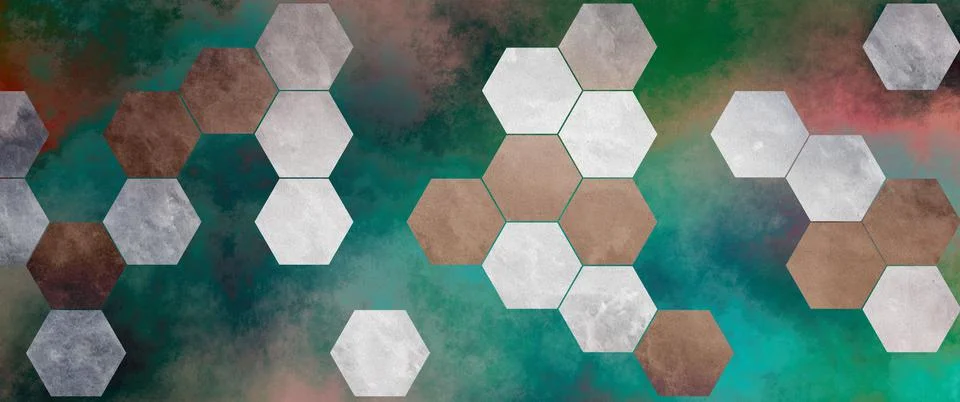 A concrete wall with a pattern of hexagons. cement wall, concrete texture, matt Stock Photos