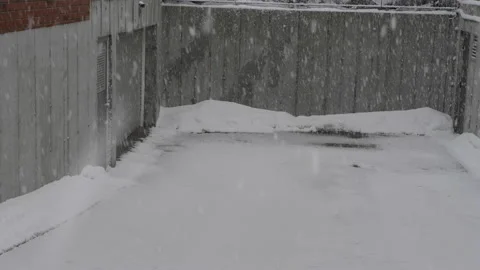 Concrete wall snowy day Video stock 149385481