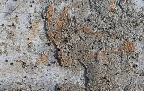 Concrete Wall Texture With Rusty Nails Cracks Peeling Paint Unique Patterns Fotos Stock