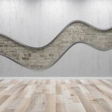 Concrete wall with wavy structure, 3d rendering Illustrazione stock