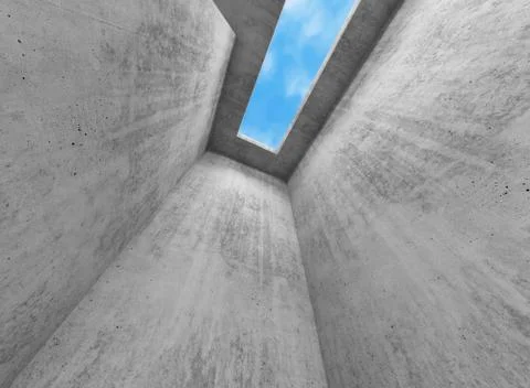 Concrete walls and thin rectangular skylight, 3d 스톡 일러스트