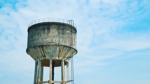 Concrete water tower Stock Footage 86197849