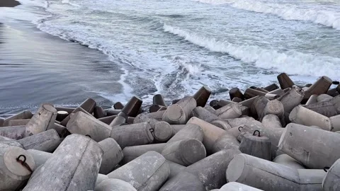 Concrete wave breaker Stock Footage 307813272