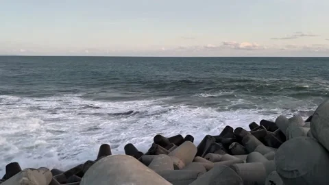 Concrete wave breaker Stock Footage 307813291