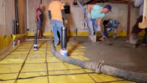 Concrete Workers Stock Footage 123396758