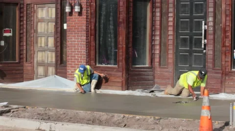 Concrete Workers Pouring Sidewalk Stock Footage 40539066