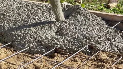 Concreting of the footpath, slow motion Stock Footage 220580090