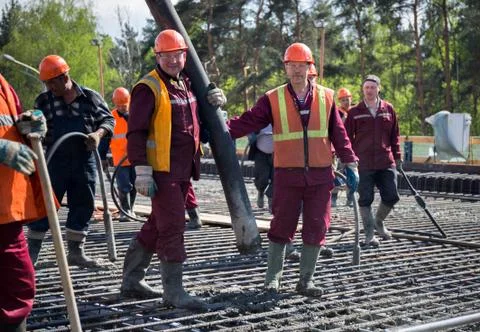Concreting of the superstructure of the bridge Stock Photos